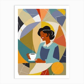 Woman Drinking Coffee Art Print