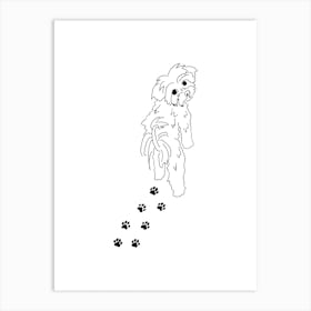 Minimalist Line Art Mucky Pup Dog Print Art Print