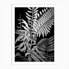 Sensitive Fern Linocut Art Print