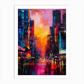 Cityscape At Dusk Art Print