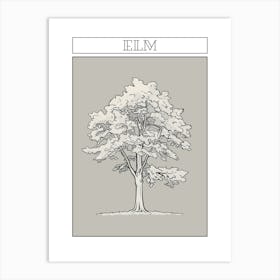 Elm Tree Minimalistic Drawing 4 Poster Art Print