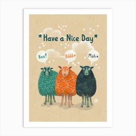 Sheep'S Cheerful Greeting Art Print