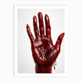 Creepy Textured Bloody Handprint Detailed With High Contrast Shadows Implying A Three Dimensional (2) Art Print