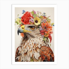 Bird With A Flower Crown Red Tailed Hawk 1 Art Print