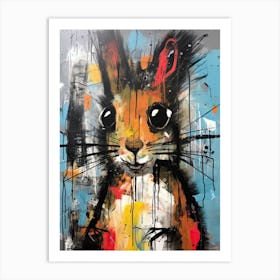 Street Noir Ballet: Squirrel's Dark Whispers Art Print