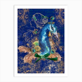 Blue Peacock Art Print