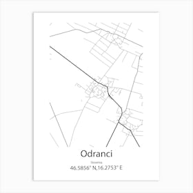 Odranci,Slovenia Minimalist Map Art Print