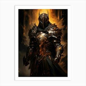 Dark Fantasy Art Illustration Of Golden Knight Art Print