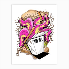 Octopus In a take away Box Art Print