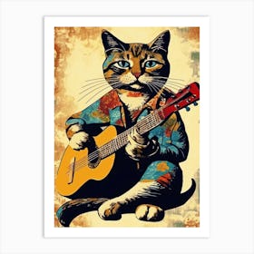 Cat Playing Guitar 3 Art Print