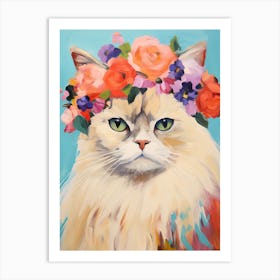 Himalayan Cat With A Flower Crown Painting Matisse Style 1 Art Print