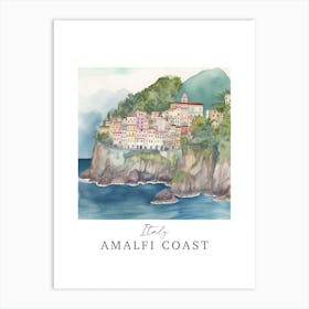 Italy        Amalfi Coast Storybook 4 Travel Poster Watercolour Art Print