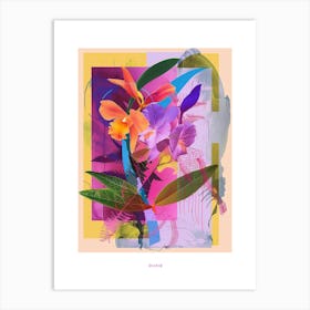 Orchid 2 Neon Flower Collage Poster Art Print