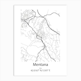 Mentana,Italy Minimalist Map Art Print