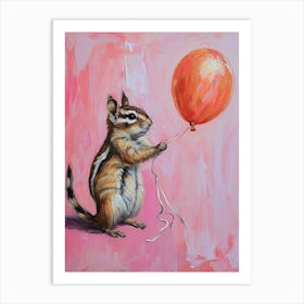 Cute Chipmunk 1 With Balloon Art Print