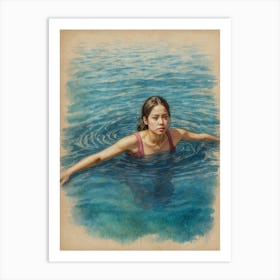 Girl In The Water 1 Art Print