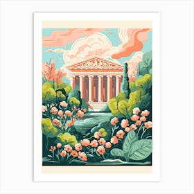 The Brandenburg Gate   Berlin, Germany   Cute Botanical Illustration Travel 1 Art Print