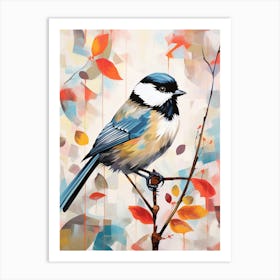 Bird Painting Collage Carolina Chickadee 1 Art Print