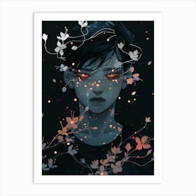 Boy With Flowers On His Head Art Print