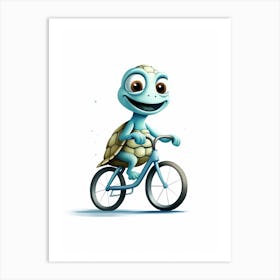 Turtle Riding A Bike Art Print
