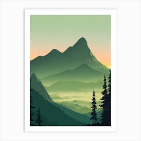 Misty Mountains Vertical Composition In Green Tone 147 Art Print