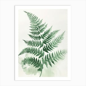 Green Ink Painting Of A Wood Fern 2 Art Print