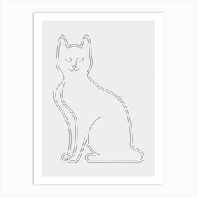 Cat Silhouette Isolated On White Art Print