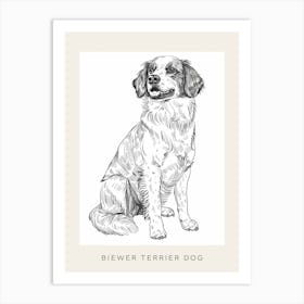 Black & White Dog Line Drawing 1 Poster Art Print