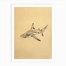 Vintage Smooth Hammerhead Shark Pencil Illustration 1 Art Print