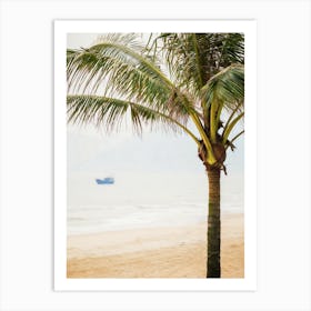 Palm Tree And Fishing Boat Vietnam Art Print