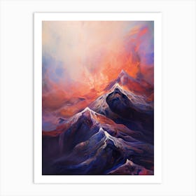 Nebula Abstract Mountain Painting #1 Art Print