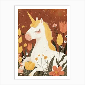 Unicorn In The Meadow Muted Pastels 1 Art Print