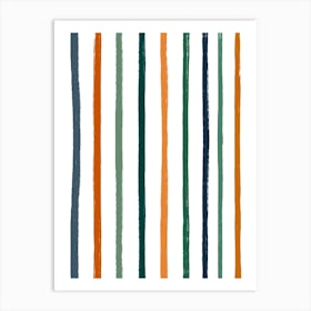 Stripes Orange Green And Blue Art Print