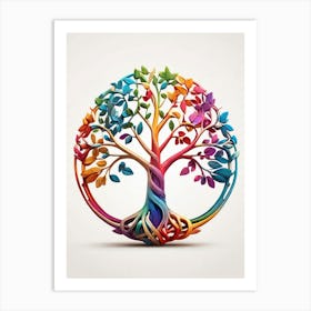 Default Stylized 3d Tree Of Life In Bright Rainbow Colors On A 0 (1) Art Print