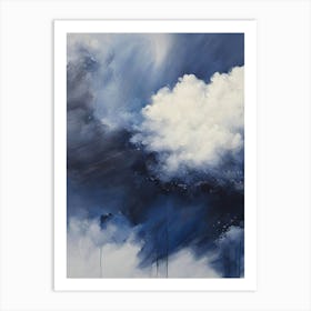 Stormy Cloudy sky blue abstract oil painting Art Print