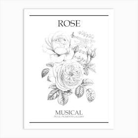 Rose Musical Line Drawing 1 Poster Art Print