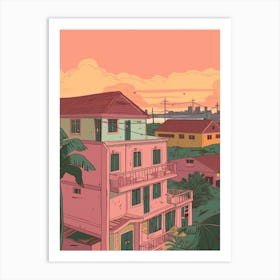 Douala Cameroon Travel Illustration 3 Art Print