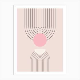 Mid Century Modern | 06 - Sun And Rainbow Blush Pink Art Print