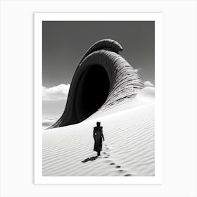 Dune Sandworm Black And White Art Print