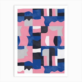 Blocks Cubes Blue Pink Art Print