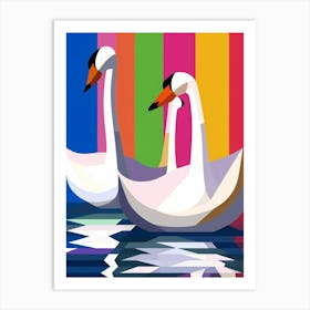 Swans Abstract Pop Art 3 Art Print