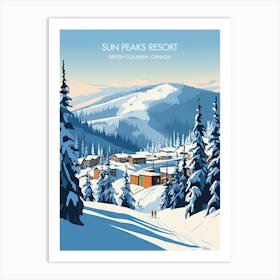Poster Of Sun Peaks Resort   British Columbia, Canada, Ski Resort Illustration 3 Art Print