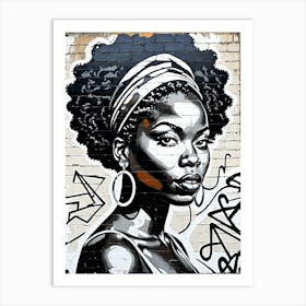 Vintage Graffiti Mural Of Beautiful Black Woman 131 Art Print