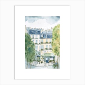 Paris France Cafe Scene Illustration Watercolour Art Print