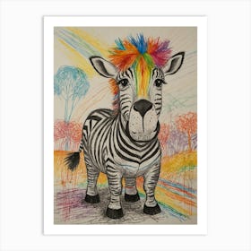 Rainbow Zebra 12 Art Print