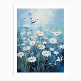 Daisies And Butterflies 2 Art Print