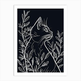 Highlander Cat Minimalist Illustration 2 Art Print