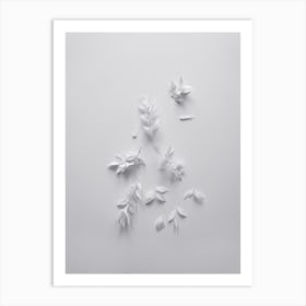 White Minimal Flowers Art Print