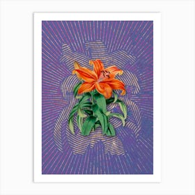 Vintage Thunberg's Orange Lily Botanical Illustration on Veri Peri n.0555 Art Print