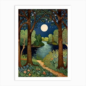 William Morris Moonlight In The Woods 59 Art Print